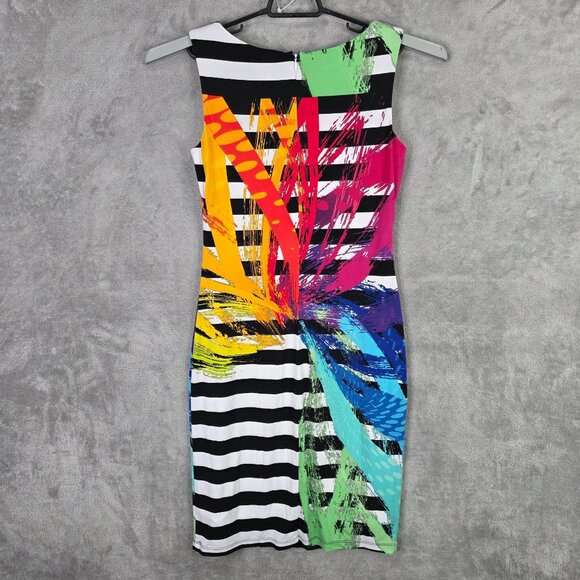 Womens Frank Lyman Multicolor Striped Sleeveless Sheath Dress Polyester Size 6 - Picture 5 of 8